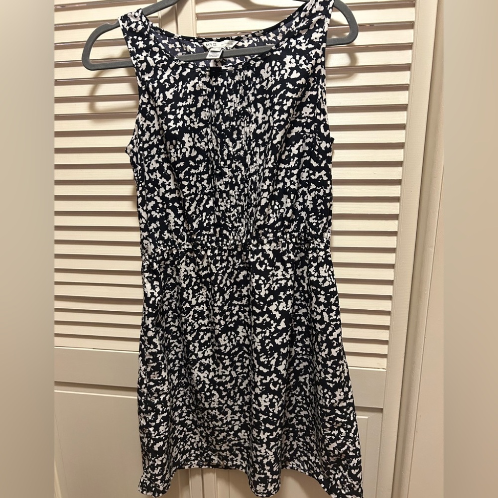 MNG by Mango Black and White Patterned Midi Dress